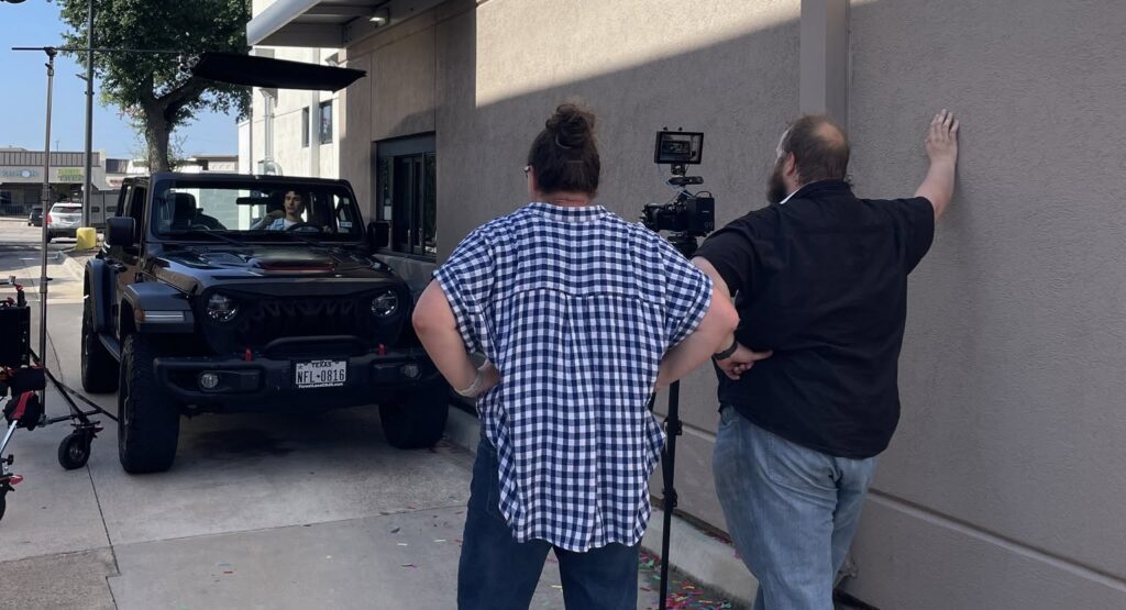 Willis Inspire owners behind the scenes during the Taco Bueno Party Box video production shoot.
