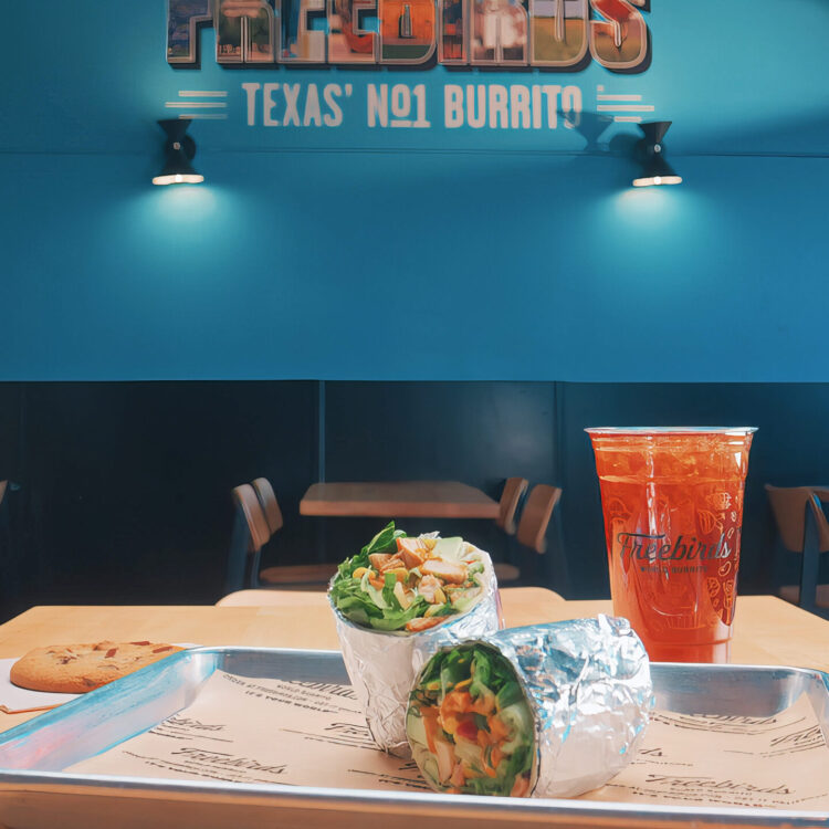 Freebirds Pick Yours Meal with Agave Adobo burrito, salad, drink, and cookie