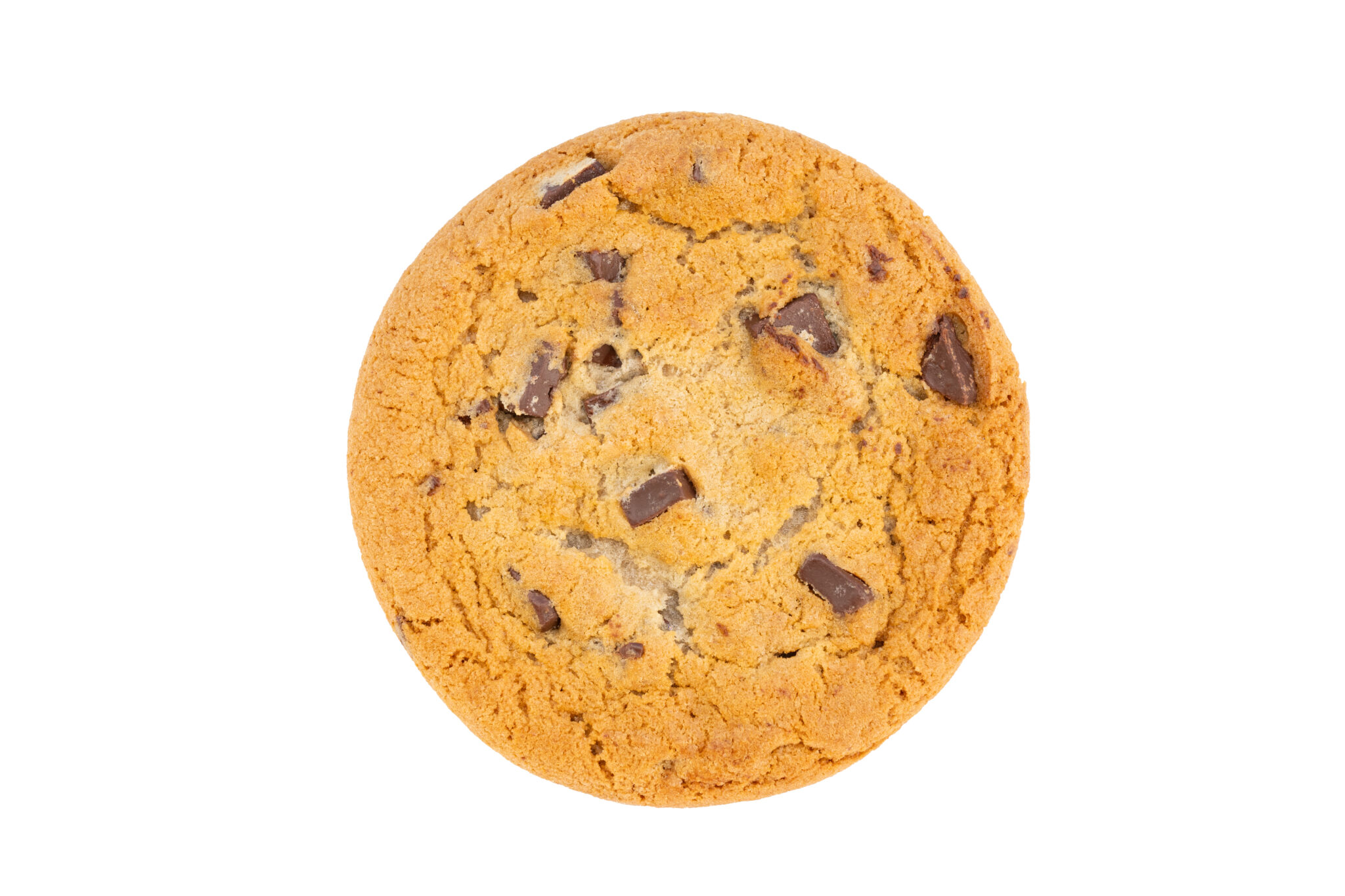 Freebirds chocolate chip cookie photographed on white background