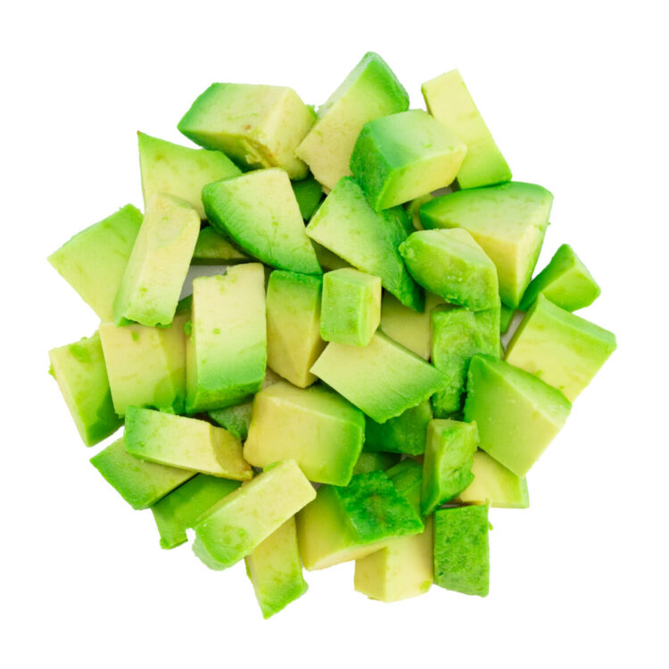 Diced avocado ingredient photography for Freebirds Agave Adobo Salad campaign