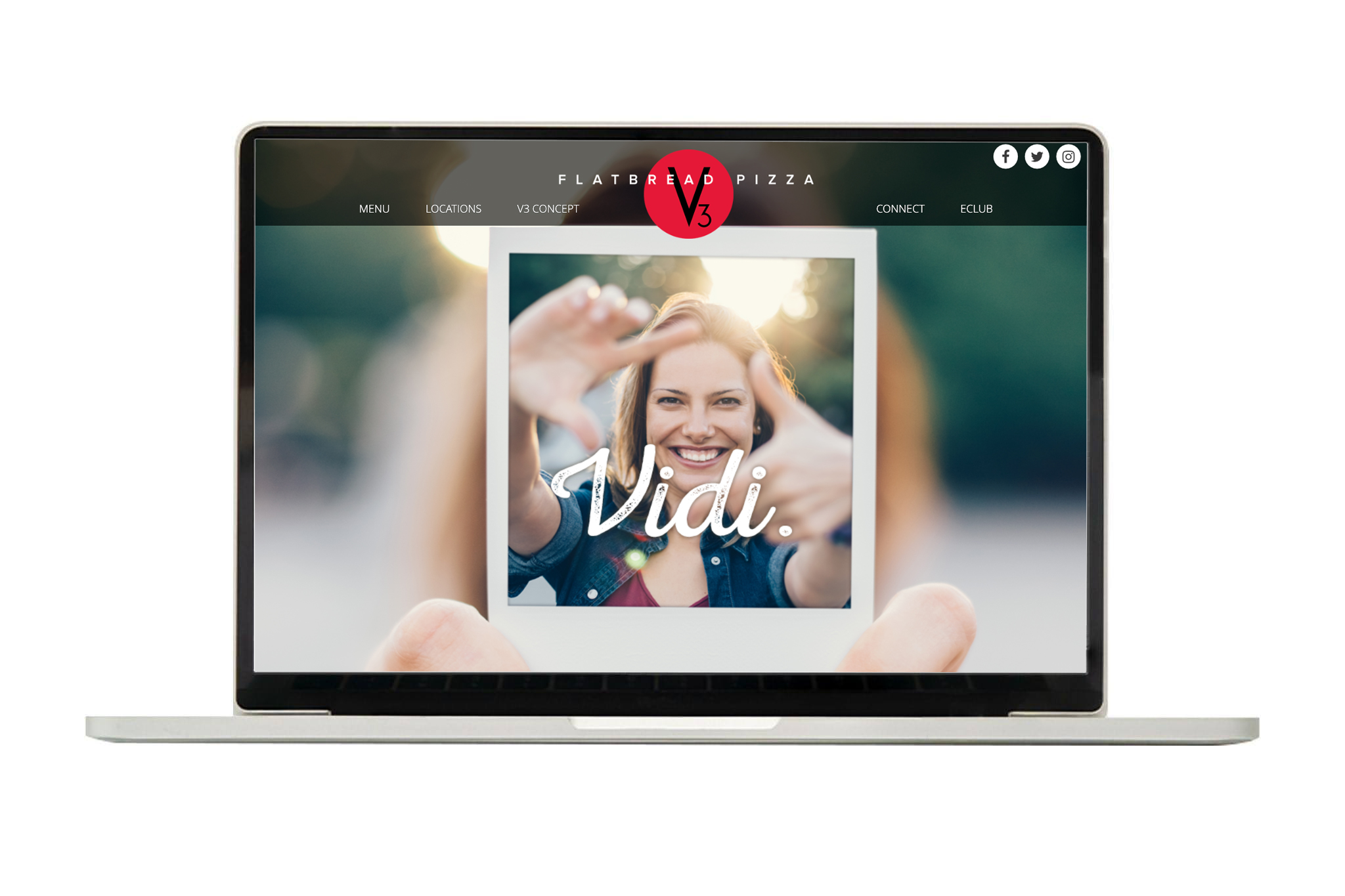 Old V3 Flatbread Pizza website design before the restaurant rebrand